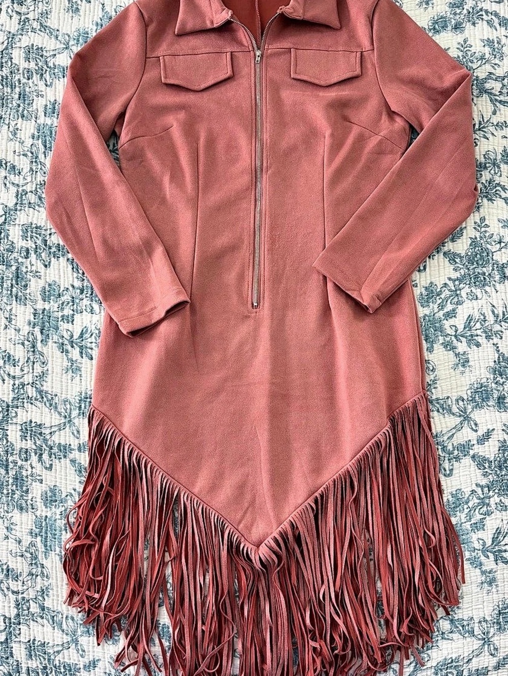 Fringe Zip dress  in Pink Size Small Like New